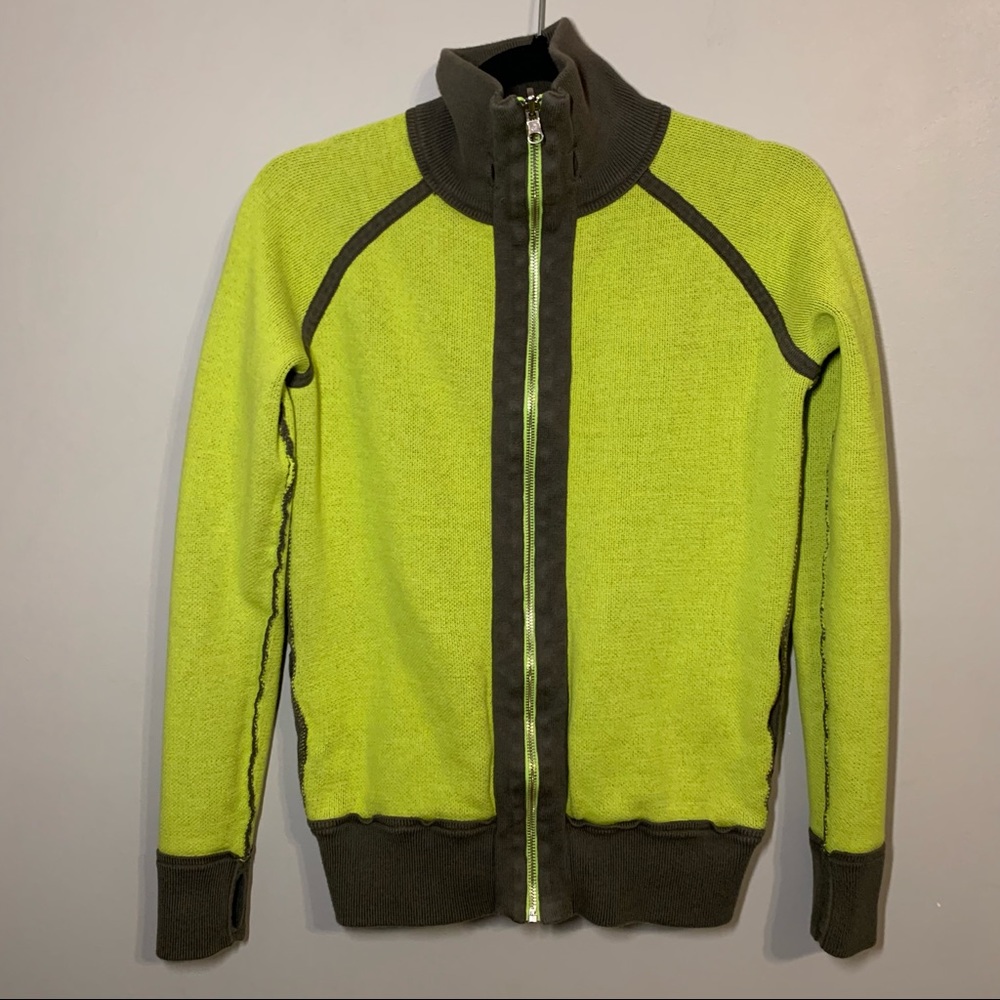 Lululemon Post Savasana Green Reversible knit Jacket with mock neck